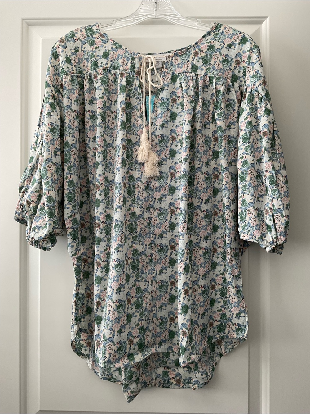 Hayden Floral Tie-Front Tunic in Blue, Green & Pink